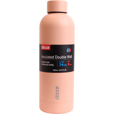 Decor Screw Top Double Wall Stainless Steel Bottle 500ml