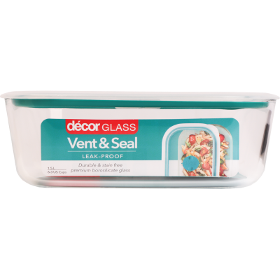 Decor Vent & Seal Glass Oblong Container 1.5l