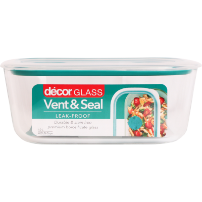 Decor Vent & Seal Glass Oblong Container 1l