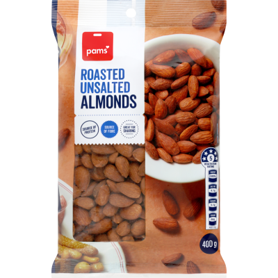 Pams Roasted Unsalted Almonds 400g