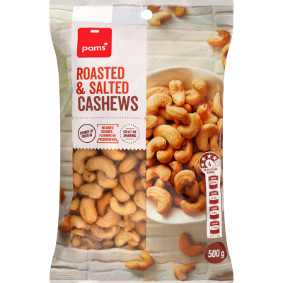 Pams Roasted & Salted Cashews 500g