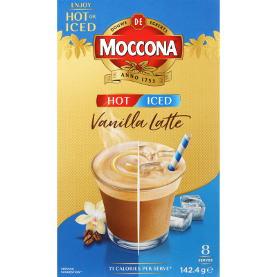 Moccona Hot Iced Salted Vanilla Latte Coffee Sachets 8pk