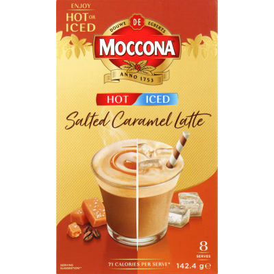 Moccona Hot Iced Salted Caramel Latte Coffee Sachets 8pk