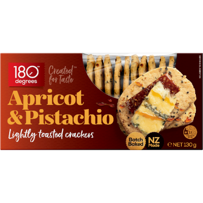 180 Degrees Lightly Toasted Apricot & Pistachio Crackers 130g