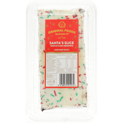 Original Foods Baking Co Santa's Slice Festive Choc Brownie 1pk