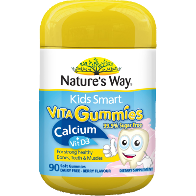 Natures Way Kids Smart Calcium + Vit D Berry Flavour Soft Vita Gummies 90pk