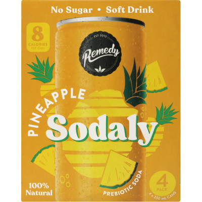 Remedy Sodaly Pineapple Prebiotic Soda 4 x 250ml