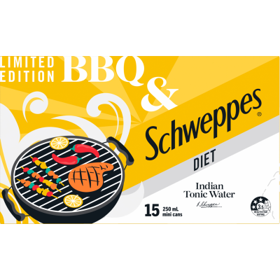 Schweppes Limited Edition Summer & Schweppes Diet Tonic Indian Water Cans 15 x 250ml