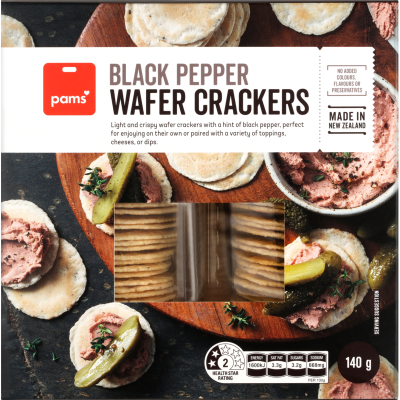 Pams Black Pepper Wafer Crackers Twin Pack 140g
