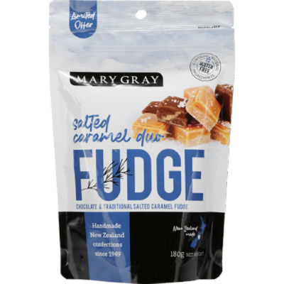 Mary Gray Chocolate & Traditional Salted Caramel Duo Fudge Share Bag 180g