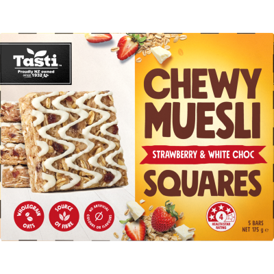Tasti Strawberry & White Choc Chewy Muesli Squares 175g