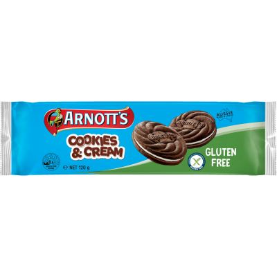 Arnott's Gluten Free Cookies & Cream Biscuits 120g