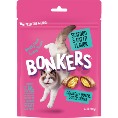 BONKERS Crunchy & Soft Seafood & Eat It! Flavoured Cat Treats 180g