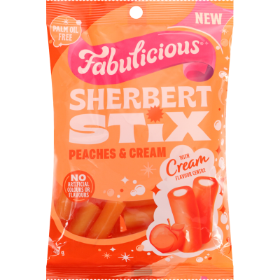 Fabulicious Peaches & Cream Sherbert Stix 180g