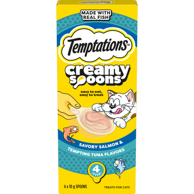 Temptations Creamy Spoons Salmon & Tuna Treats For Cats 4 x 10g