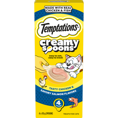 Temptations Creamy Spoons Chicken & Salmon Treats For Cats 4 x 10g