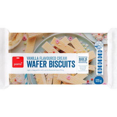 Pams Vanilla Flavoured Cream Wafer Biscuits 125g