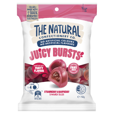 The Natural Confectionery Co. Strawberry & Raspberry Juicy Bursts 150g