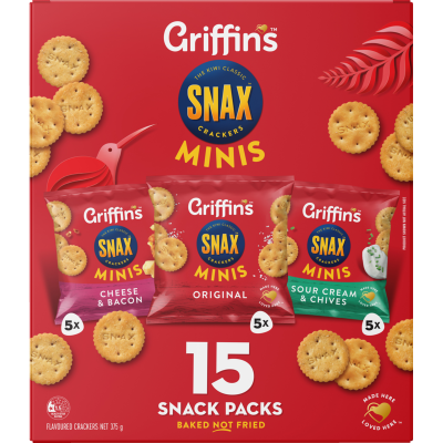 Griffin's Snax Minis Crackers Snack Packs 375g
