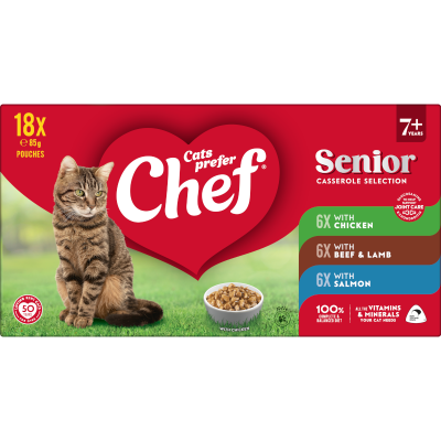 Chef Senior Casserole Selection Pouches Cat Food 1530g