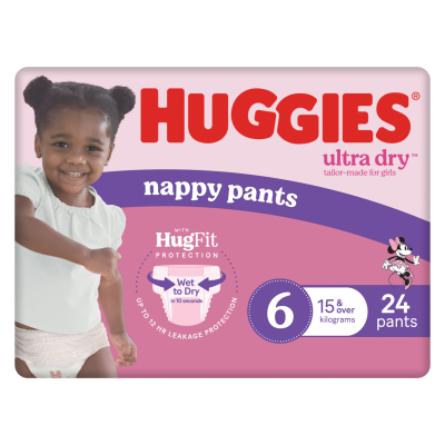 Huggies Ultra Dry Nappy Pants Junior Girl Size 6 15kg + ea