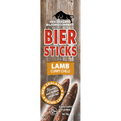 New Zealand Biltong Lamb Curry Chilli Bier Sticks 50g