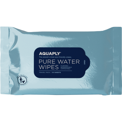 Aquaply Pure Water Flushable Wipes Travel Pack 40pk