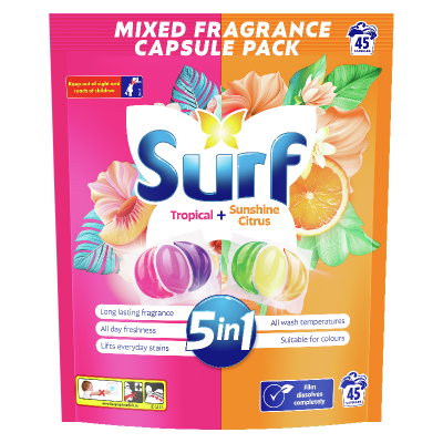 Surf Tropical + Sunshine Citrus Laundry Capsules 45pk