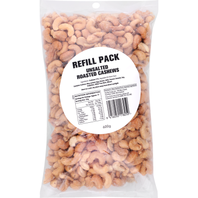 Unsalted Roasted Cashews Refill Pack 600g