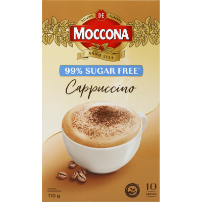 Moccona Sugar Free Cappuccino Coffee Sachets 10 x 11g