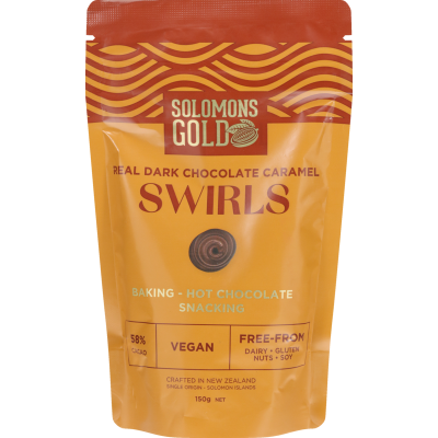 Solomons Gold Real Dark Chocolate Caramel Swirls 150g