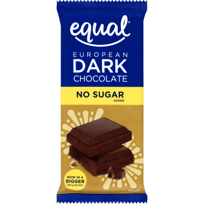 Equal No Sugar Added Dark Chocolate Block 100g