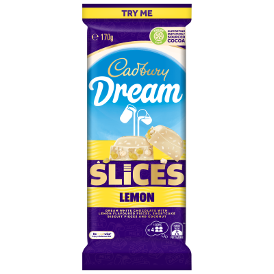 Cadbury Dream Slices Lemon Chocolate Block 170g