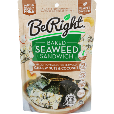 Be Right Baked Seaweed Sandwich Cashew Nuts and Coconut Flavour 40g