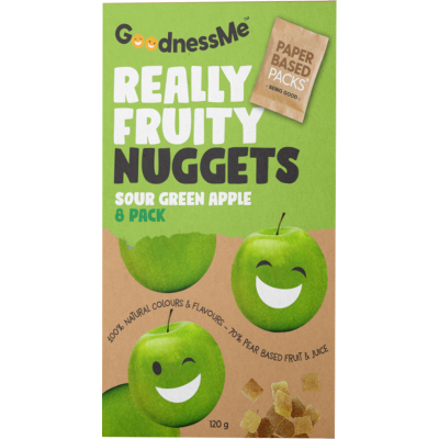 GoodnessMe Sour Green Apple Nuggets Fruit Snack 120g