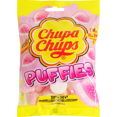 Chupa Chups Puffies Strawberry & Cream Confectionery 150g