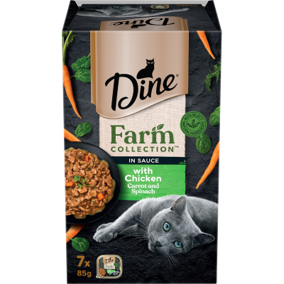 Dine Farm Collection In Sauce With Chicken Carrot & Spinach Wet Cat Food 595g