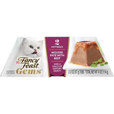 Purina Fancy Feast Gems Mousse Paté With Beef and Halo of Savory Gravy Cat Food 2 x 57g