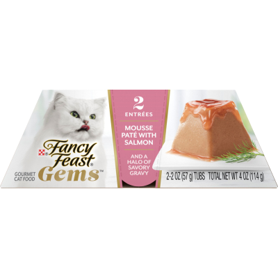 Purina Fancy Feast Gems Mousse Paté With Salmon and Halo of Savory Gravy Cat Food 2 x 57g