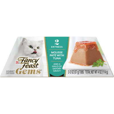 Purina Fancy Feast Gems Mousse Paté With Tuna and Halo of Savory Gravy Cat Food 2 x 57g