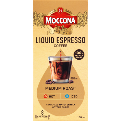 Moccona Medium Roast Liquid Espresso Coffee 8 x 20ml