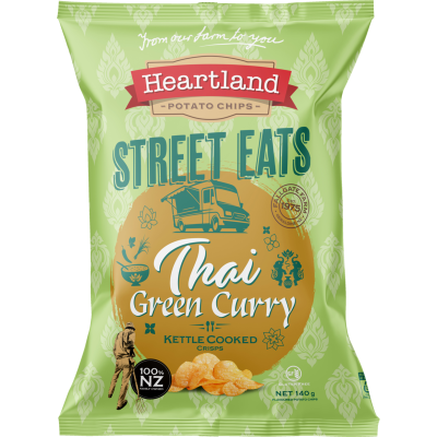 Heartland Street Eats Kettle Cooked Thai Green Curry Potato Chips 140g