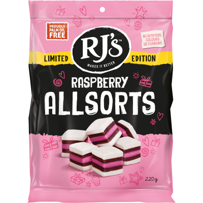 RJ's Raspberry Licorice Allsorts 220g