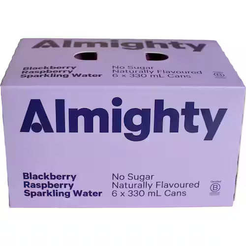 Almighty No Sugar Blackberry Raspberry Sparkling Water 6 x 330ml
