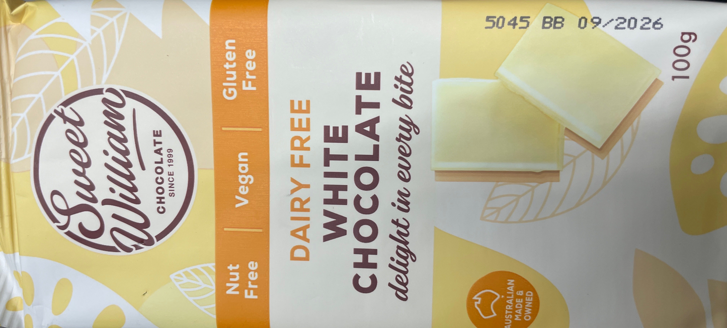 Sweet William Dairy Free White Delight Chocolate Block 100g