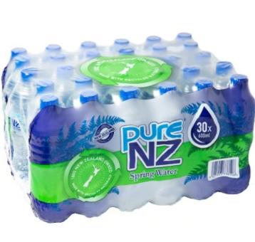 Pure NZ Spring Water Bottles 30 x 600ml