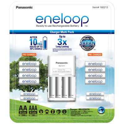 Panasonic Eneloop Rechargeable Pack Inc Charger 8 AA & 4 AAA