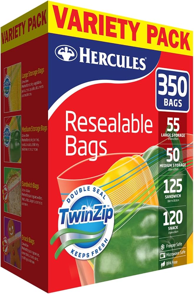 Hercules Resealable Bags Variety Pack 350 count