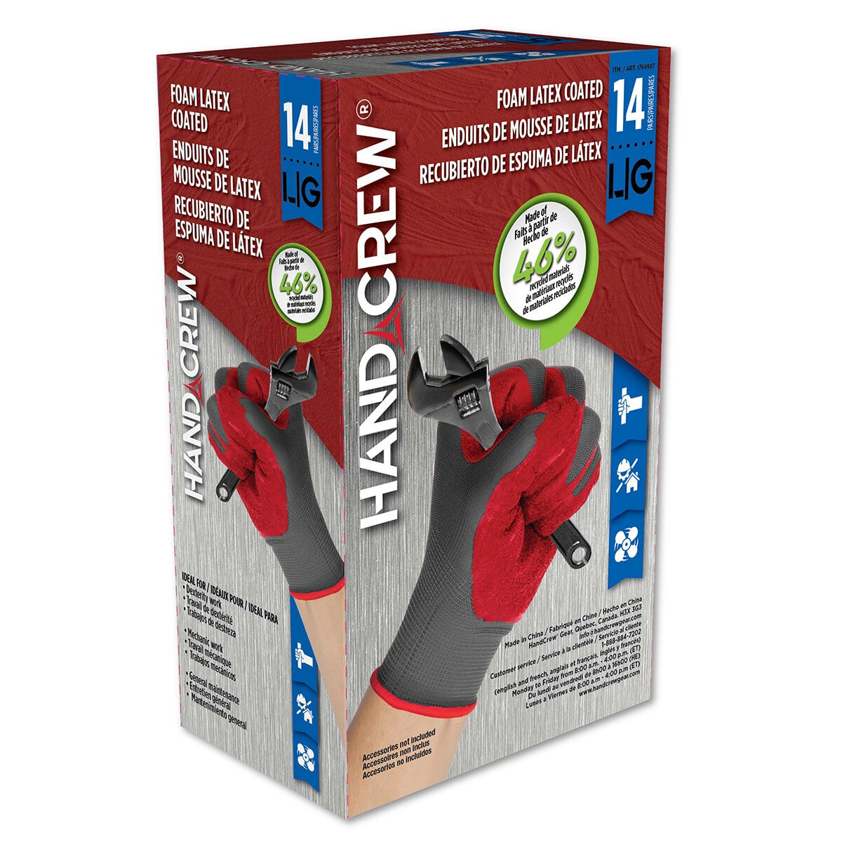 Handcrew Foam Latex Gloves 14 Pack