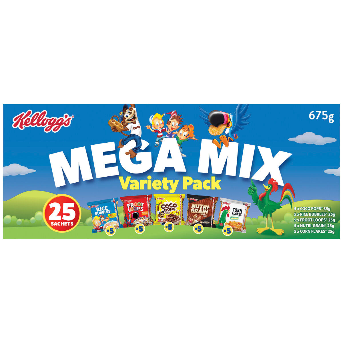 KELLOGG'S MEGA MIX VARIETY 675G (25 SACHETS)